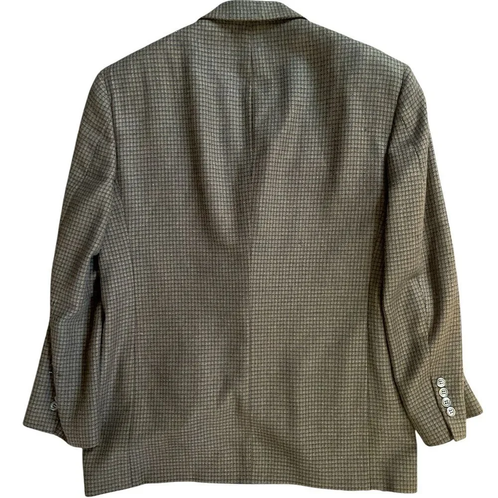 Vintage Brown Window Pane 100% Wool Blazer Coat Costume Prop Theatre